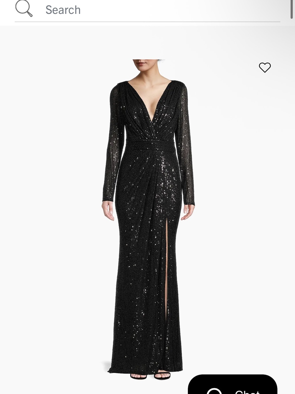 Mac Duggal Black Sequin Long Sleeve V-Neck Gown